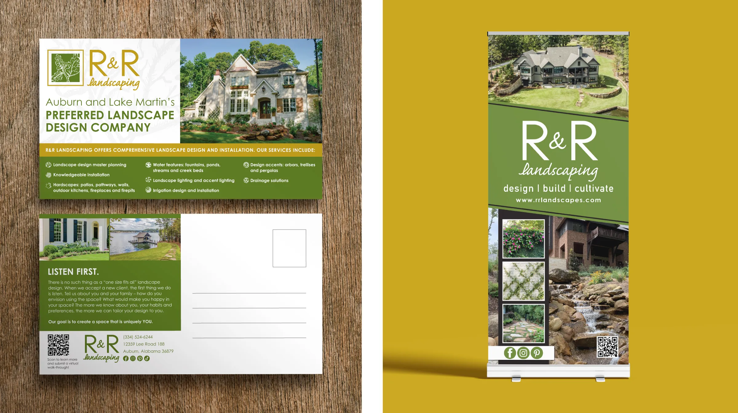 r&r landscaping auburn here molly girl marketing firm auburn alabama opelika logo branding social media website development