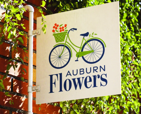 The new logo and branding suite for Auburn Flowers, designed by Here Molly Girl