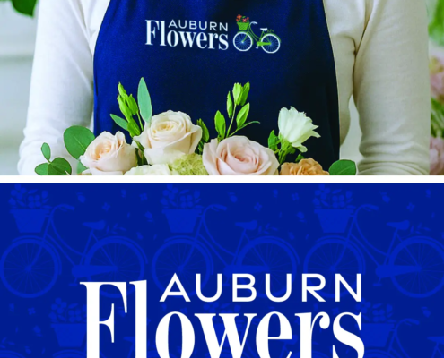 The new logo and branding suite for Auburn Flowers, designed by Here Molly Girl