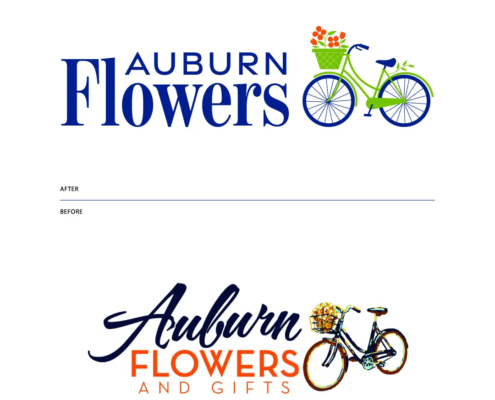 The new logo and branding suite for Auburn Flowers, designed by Here Molly Girl