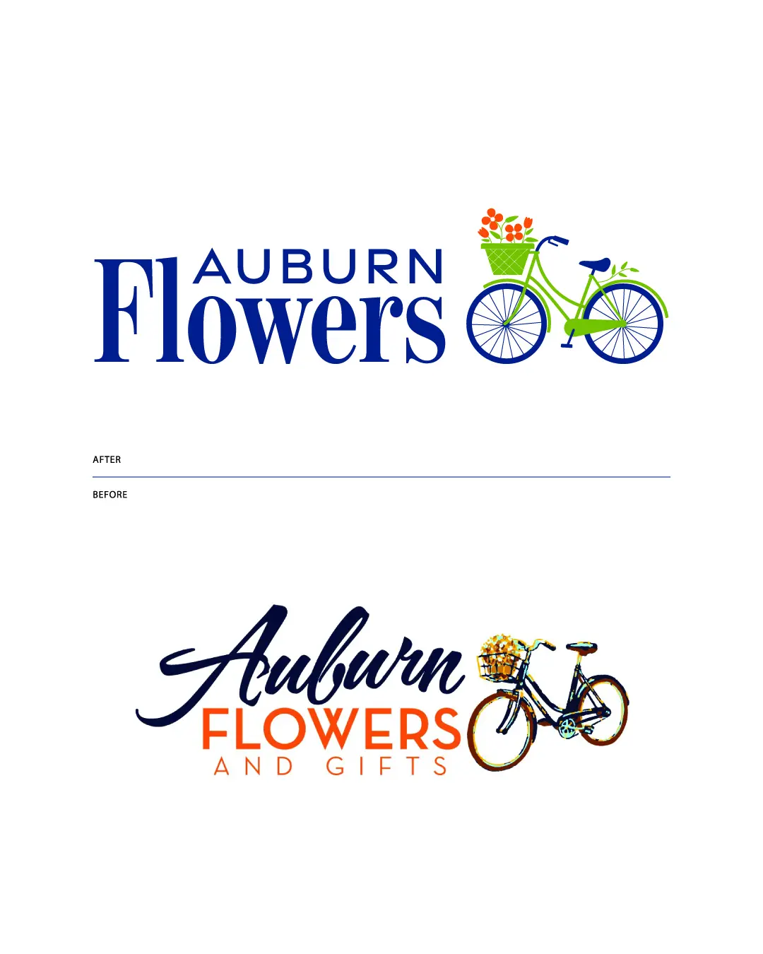 The new logo and branding suite for Auburn Flowers, designed by Here Molly Girl