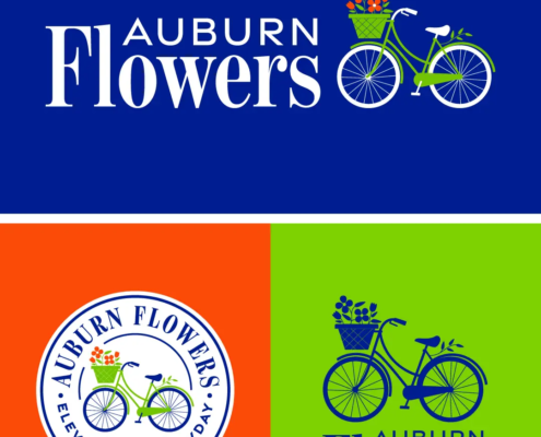 The new logo and branding suite for Auburn Flowers, designed by Here Molly Girl