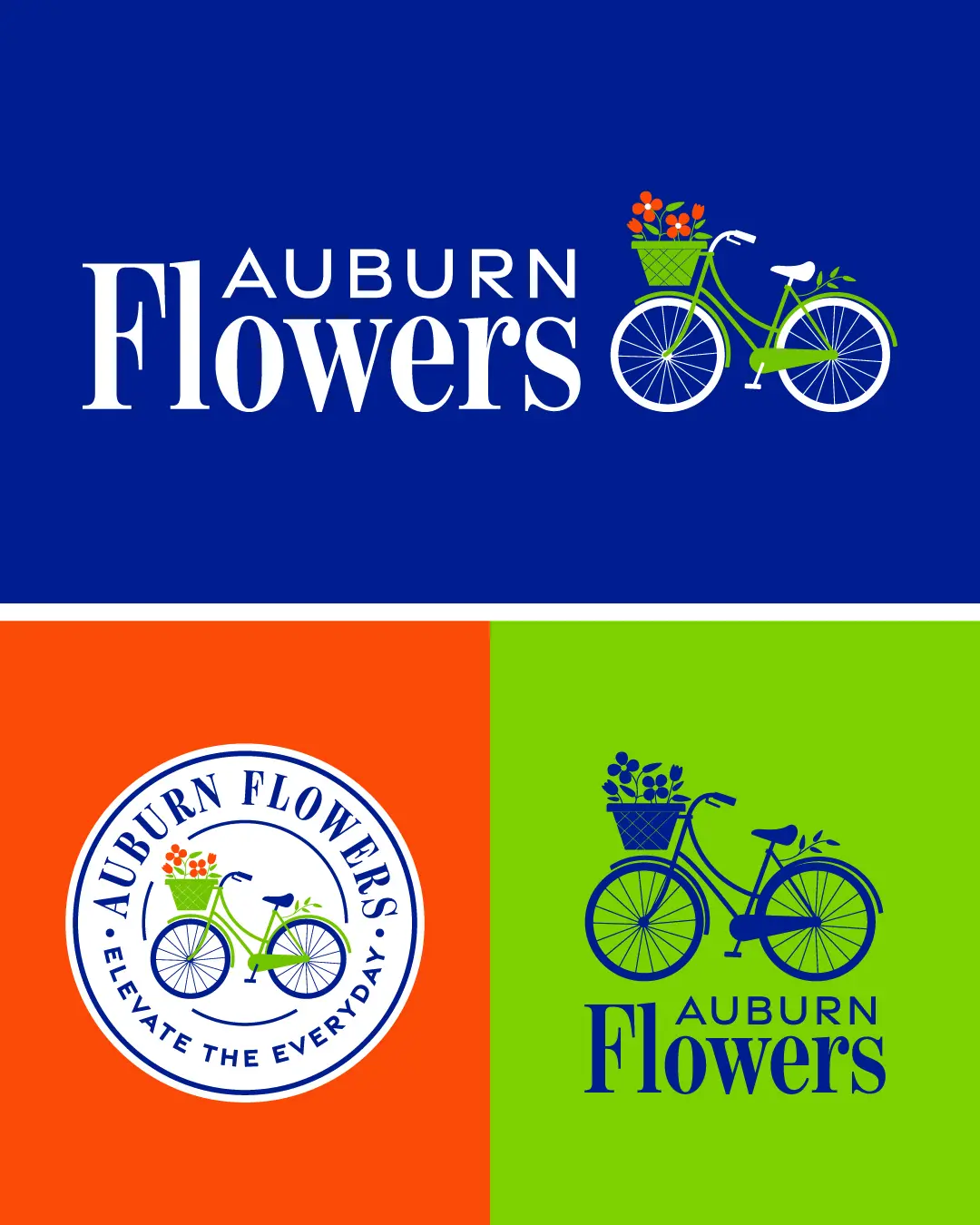 The new logo and branding suite for Auburn Flowers, designed by Here Molly Girl