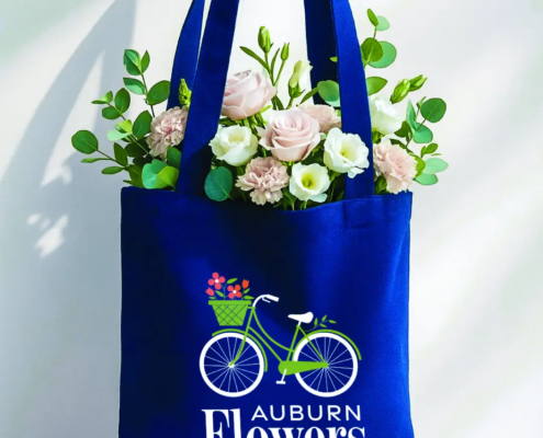 The new logo and branding suite for Auburn Flowers, designed by Here Molly Girl