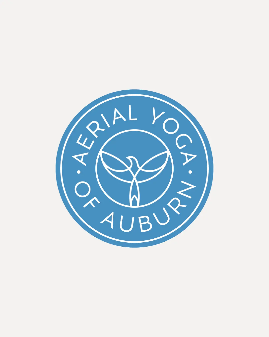 The new logo and branding suite for Auburn Aerial Yoga, designed by Here Molly Girl
