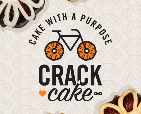 One Bike Coffee's new logo and branding suite and updated website for their famous Crack Cakes, designed and built by Here Molly Girl