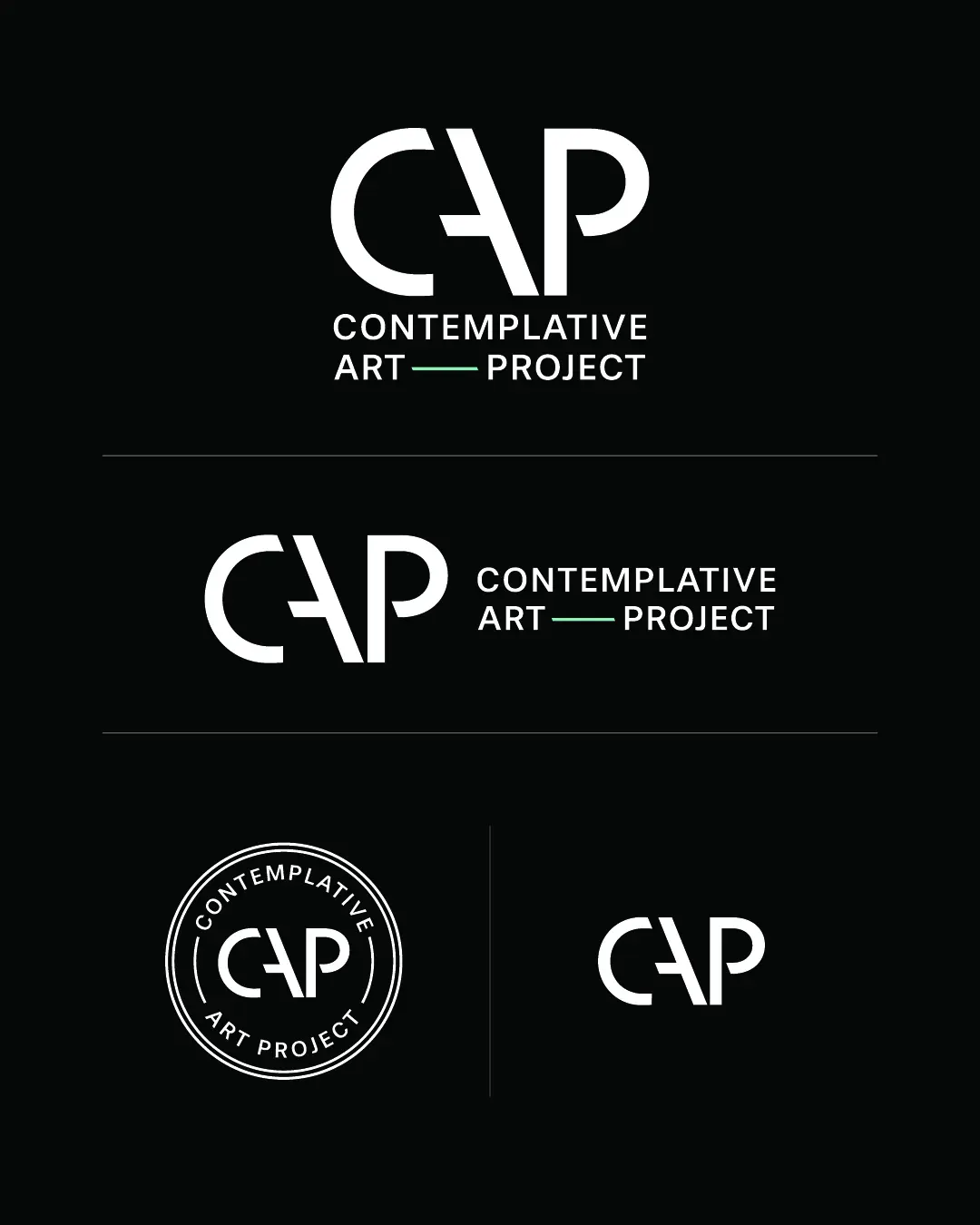 The new logo and branding suite for the Contemplative Art Project, designed by Here Molly Girl