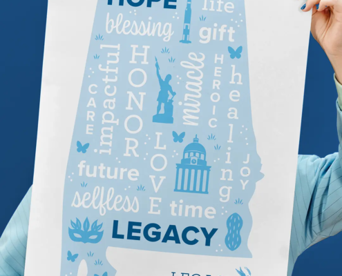 A new poster and t-shirt design for Legacy of Hope, designed by Here Molly Girl