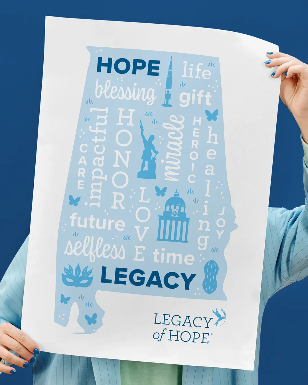 A new poster and t-shirt design for Legacy of Hope, designed by Here Molly Girl