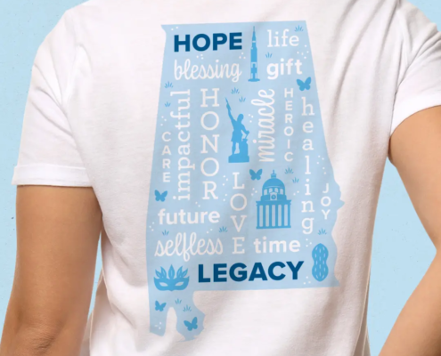 A new poster and t-shirt design for Legacy of Hope, designed by Here Molly Girl