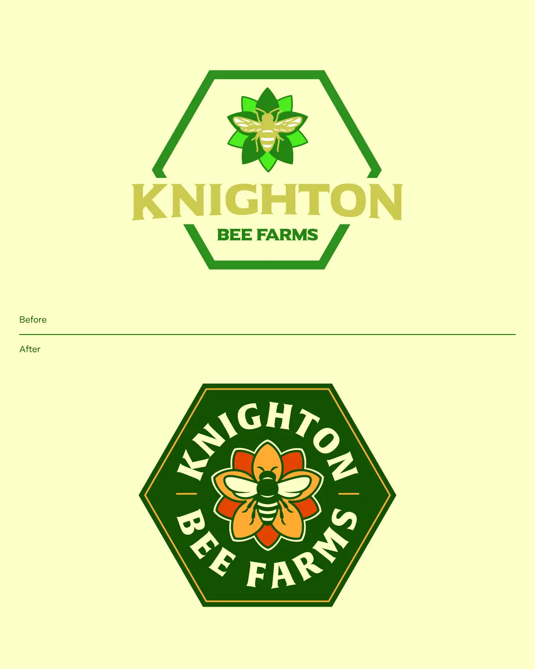 The new logo and branding suite for Knighton Bee Farm, designed by Here Molly Girl