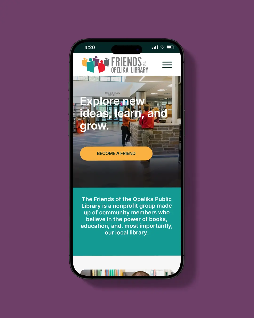 The new Opelika Library Friends, designed, built, and maintained by Here Molly Girl