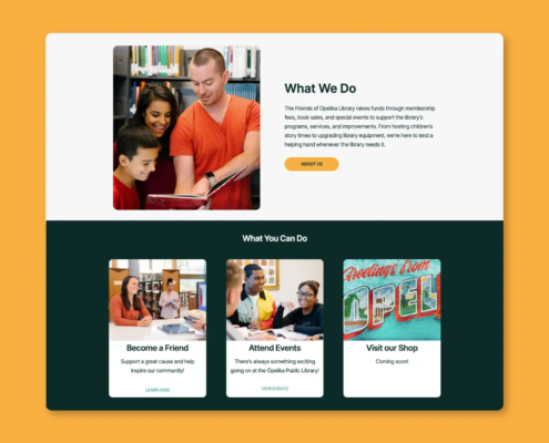 The new Opelika Library Friends, designed, built, and maintained by Here Molly Girl