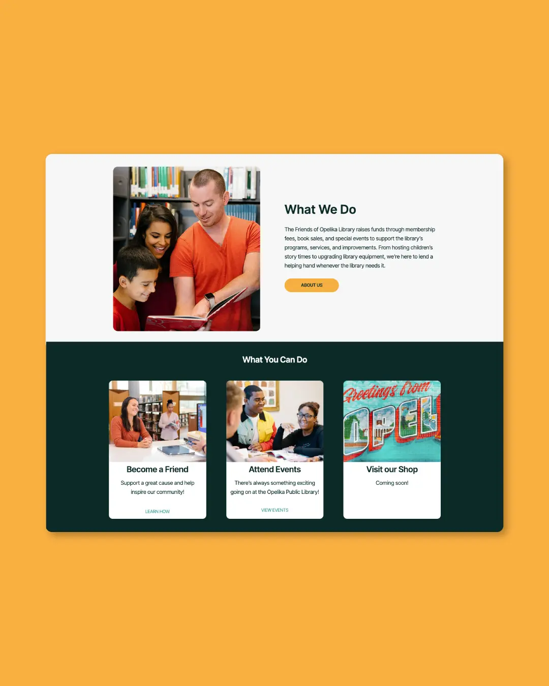 The new Opelika Library Friends, designed, built, and maintained by Here Molly Girl