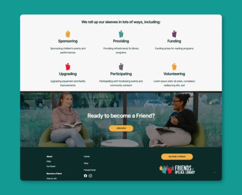 The new Opelika Library Friends, designed, built, and maintained by Here Molly Girl