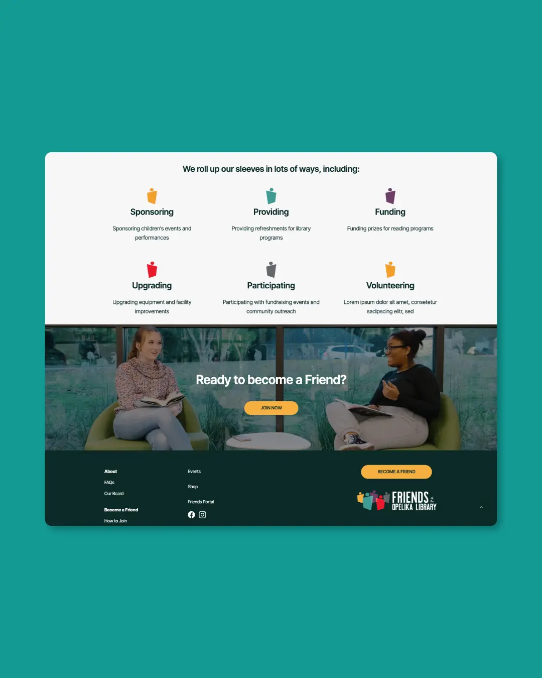 The new Opelika Library Friends, designed, built, and maintained by Here Molly Girl