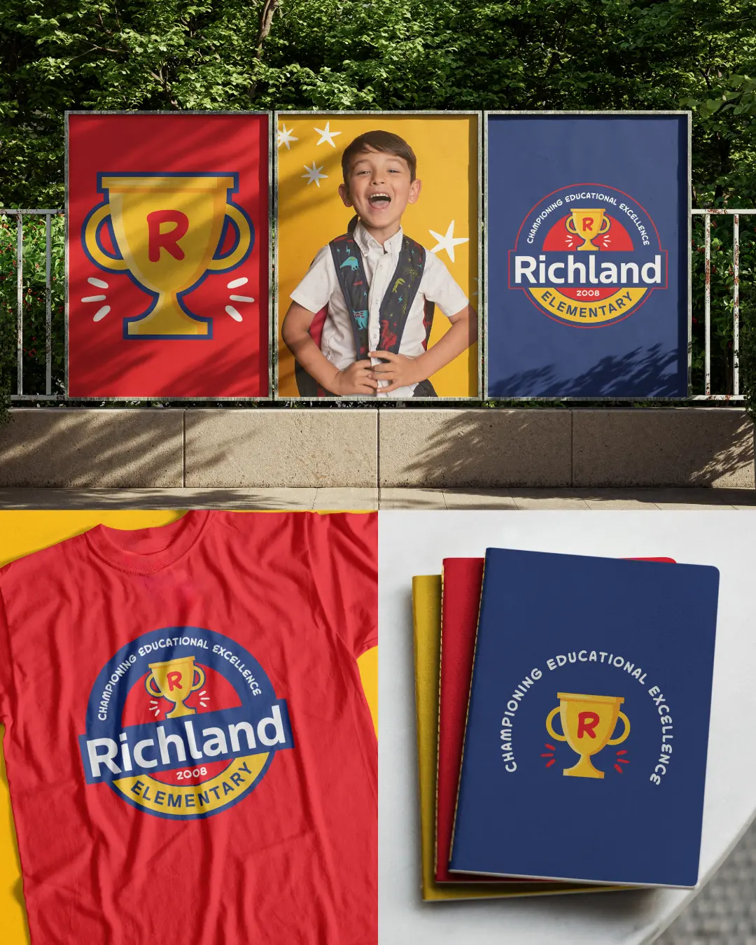 The new logo and branding suite for Richland Elementary School, designed by Here Molly Girl