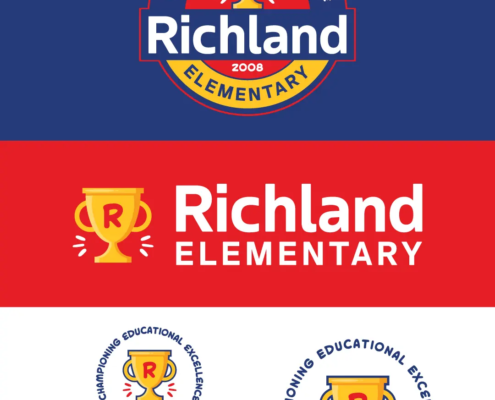 The new logo and branding suite for Richland Elementary School, designed by Here Molly Girl