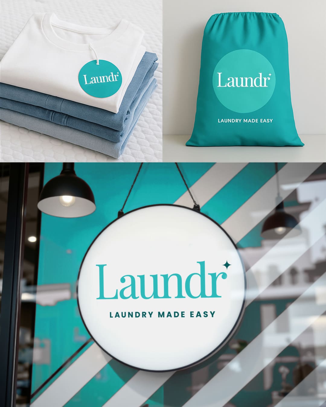 The new logo and branding suite for Laundr, designed by Here Molly Girl