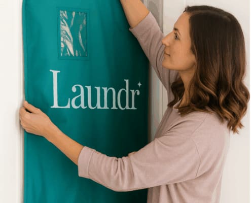 The new logo and branding suite for Laundr, designed by Here Molly Girl