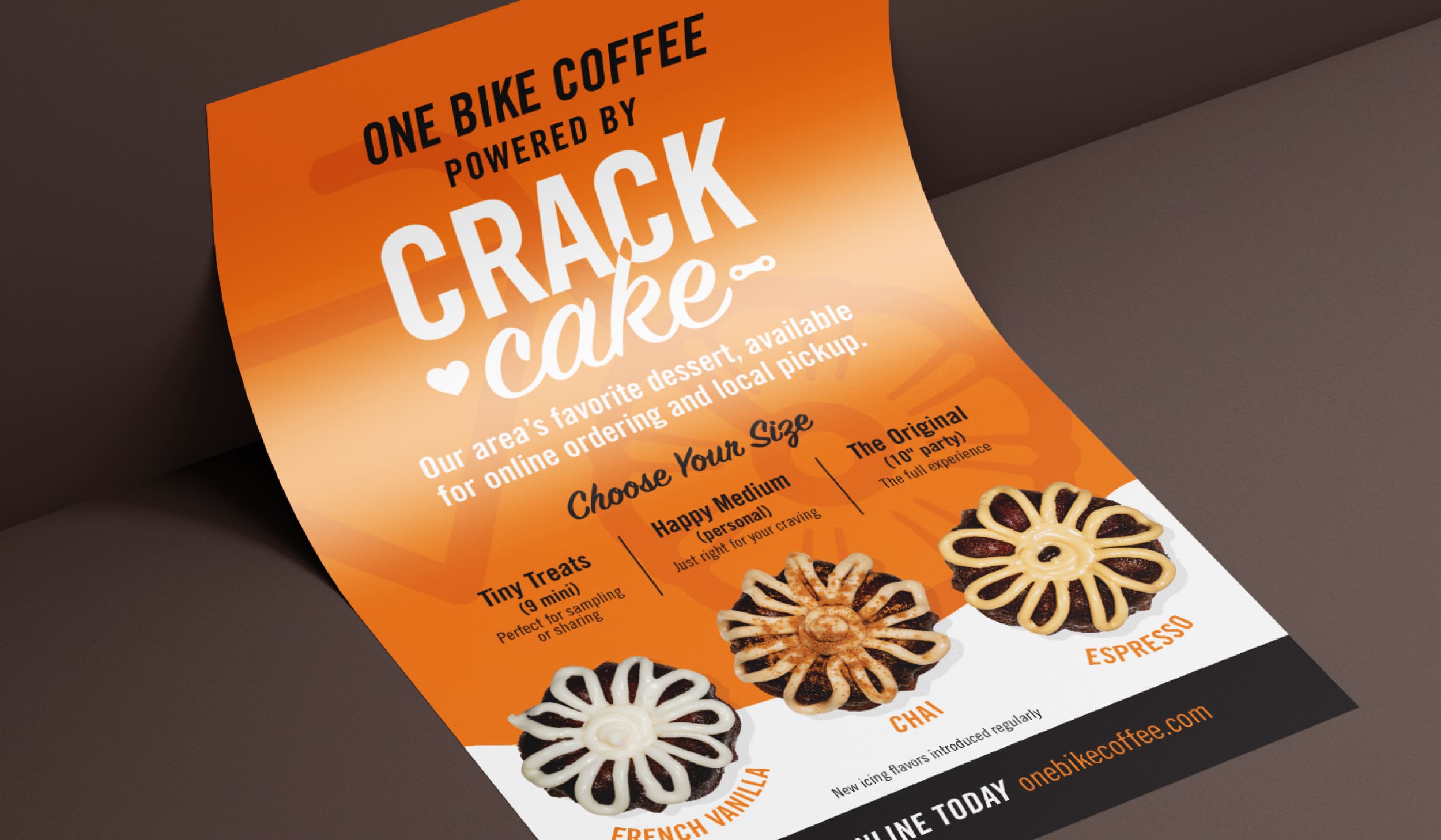 One Bike Coffee's new Crack Logo logo and website, designed and built by Here Molly Girl.
