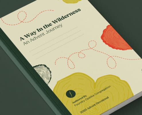 The Foundry Opelika Church's 2025 Advent field guide booklet, designed and printed by Here Molly Girl.