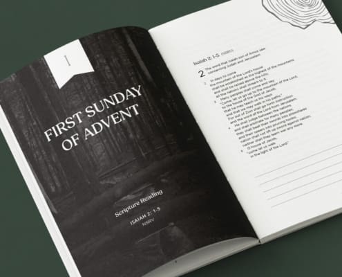The Foundry Opelika Church's 2025 Advent field guide booklet, designed and printed by Here Molly Girl.