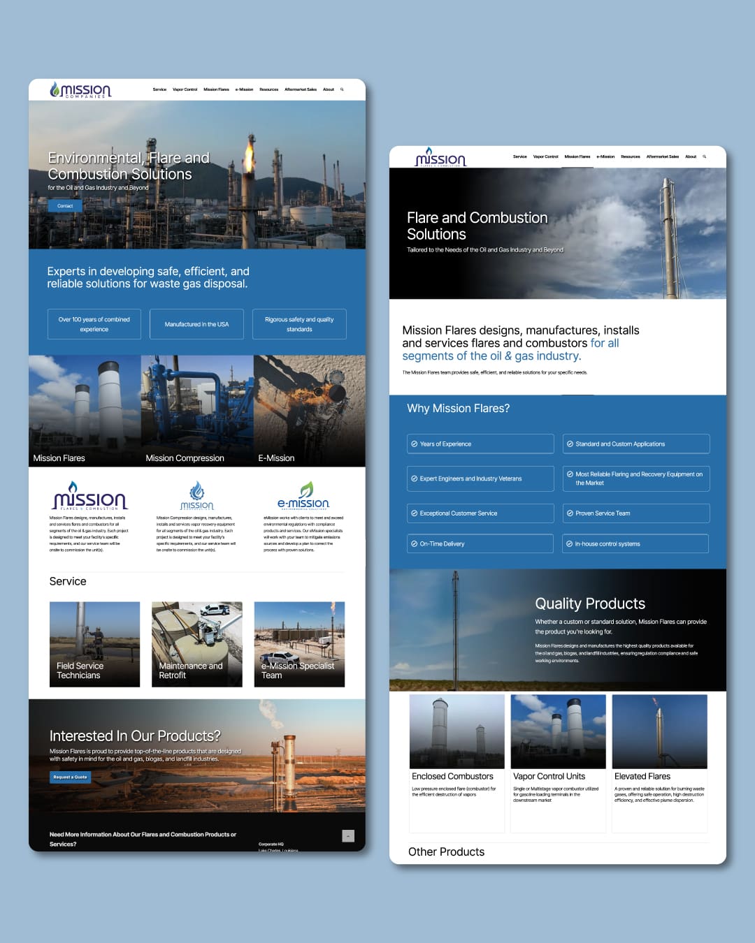 The new Mission Companies website designed, built, and managed by Here Molly Girl.