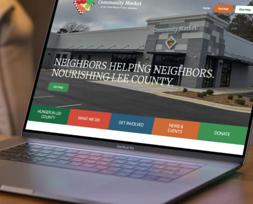 The newly updated website for the Community Market of East Alabama, built by Here Molly Girl