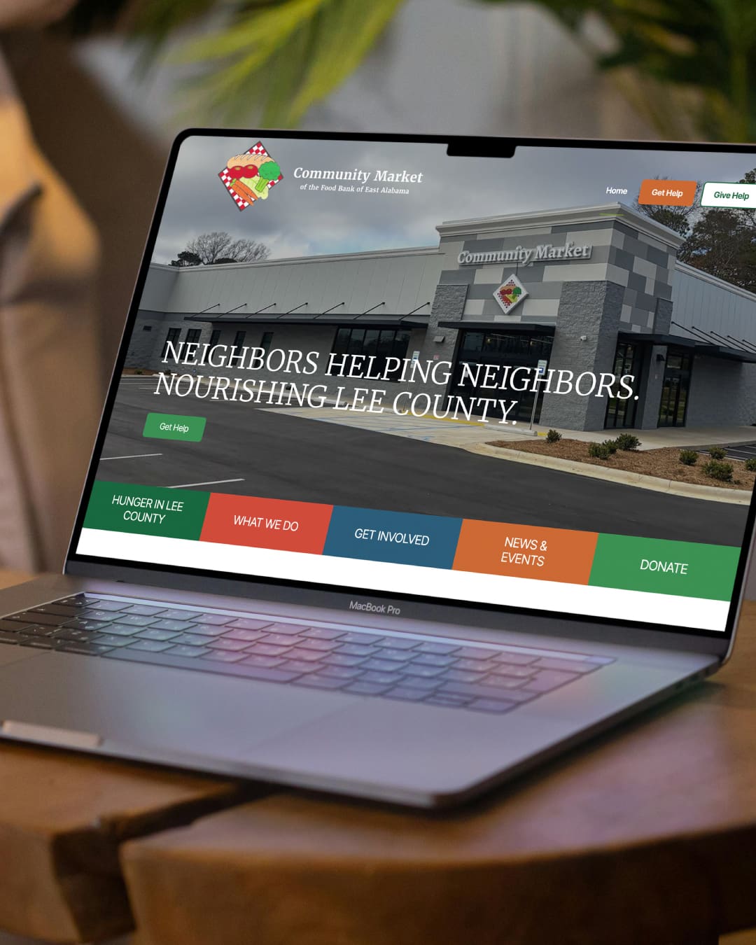 The newly updated website for the Community Market of East Alabama, built by Here Molly Girl