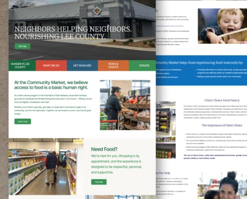 The newly updated website for the Community Market of East Alabama, built by Here Molly Girl