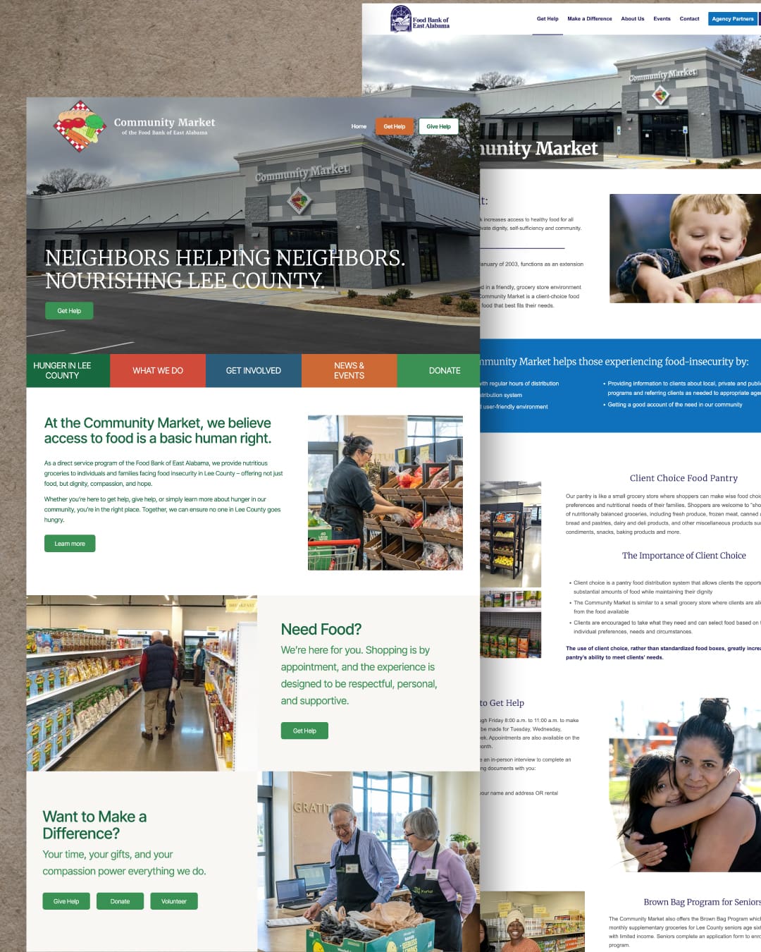 The newly updated website for the Community Market of East Alabama, built by Here Molly Girl